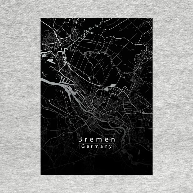 Bremen Germany City Map dark by Robin-Niemczyk